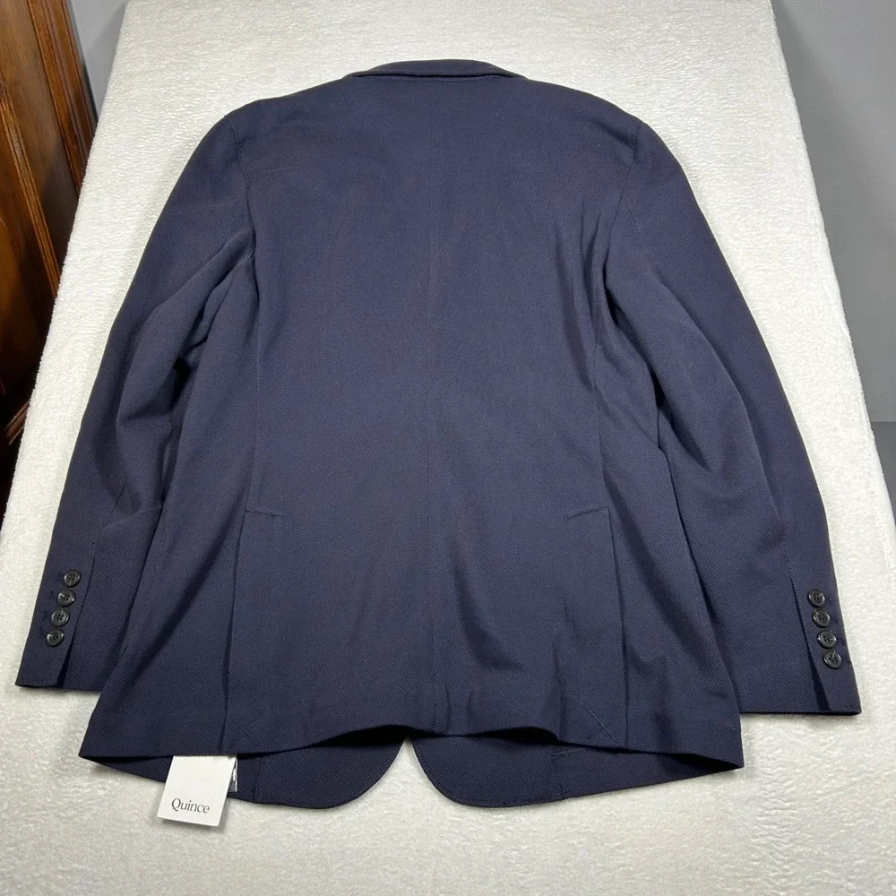 NEW Quince Cotton Pique Knit Blazer Unlined Sport Coat Mens Size M Navy Blue New